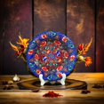 thumbnail image 2 of Hand-Painted Decorative Ceramic Plate - Traditional Floral Design, Multicolour Display Plate for Wall or Table, Artisan Craft Décor, 2 of 6