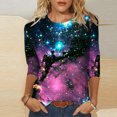 thumbnail image 1 of Blouse pour Femmes Mode Féminine T-shirt Imprimé Manches 3/4 Blouse Col Rond Hauts Décontractés, 1 of 1