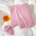 thumbnail image 1 of Cozy Fringe Knit Blanket 100x70cm, Soft Acrylic Sofa Office Nap Throw, Portable Lightweight Blanket for Home Travel Gift with Durable Easy-Care Fabric, Pink, 1 of 7