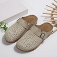thumbnail image 4 of Sabots pour Femmes Mules à Enfiler Bout Fermé Sabot Boucle Décor Ajouré Respirant Confortable Mule Compensée Blanc, 4 of 9