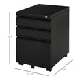 thumbnail image 3 of Vinsetto 3 Drawer Filing Cabinet Steel File Cabinet with Lock and Wheels, 3 of 10