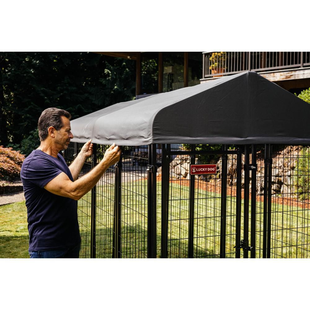 Lucky Dog ® STAY Series™ 4ft x 8ft Villa Kennel, Steel Grey