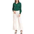thumbnail image 2 of INSPIRE CHIC Blouse à Col en V pour Femme à Ourlet Rond Haut à Manches Longues m Vert, 2 of 6