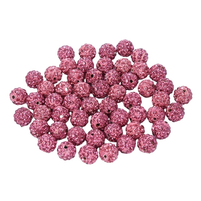 BUYISI Perles Rondes Scintillantes en Strass, Perles Boule Disco Pavé en Argile Polymère 10 mm Rose Rouge