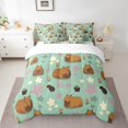 thumbnail image 2 of YST Ensemble Douillette 7 Pcs pour Enfants Capybara, Fleurs Colorées, Lit en Sac Format Simple (1 Douillette, 1 Drap Plat, 1 Drap-Housse, 2 Taies d'Oreiller, 2 Housses de Coussin Décoratif), 2 of 5