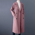 thumbnail image 1 of Birdeem Women's Solid Color Lapel Pocket Button Long Woolen Coat Jacket Cardigan Jacket, 1 of 1