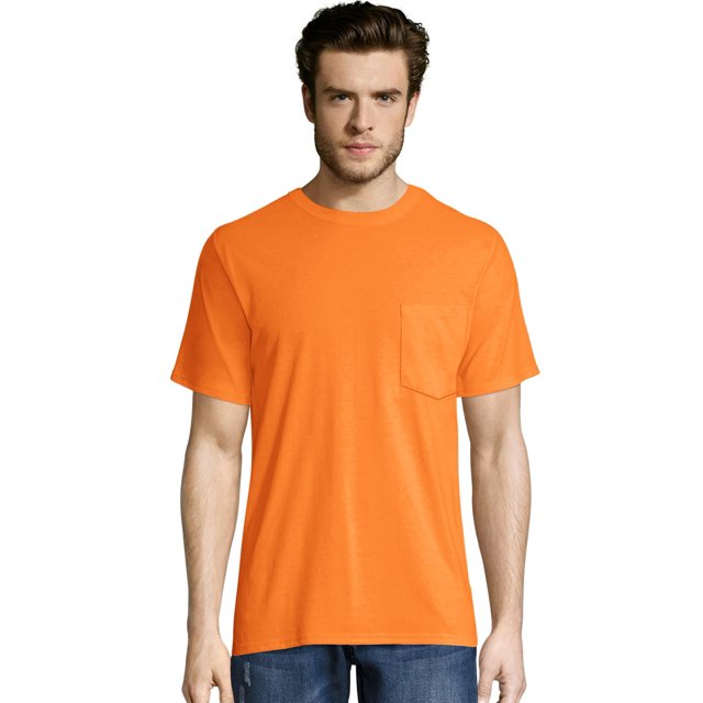 Hanes Mens X-Temp FreshIQ Workwear Pocket Tee Value 2-Pack, 2XL, Safety Orange