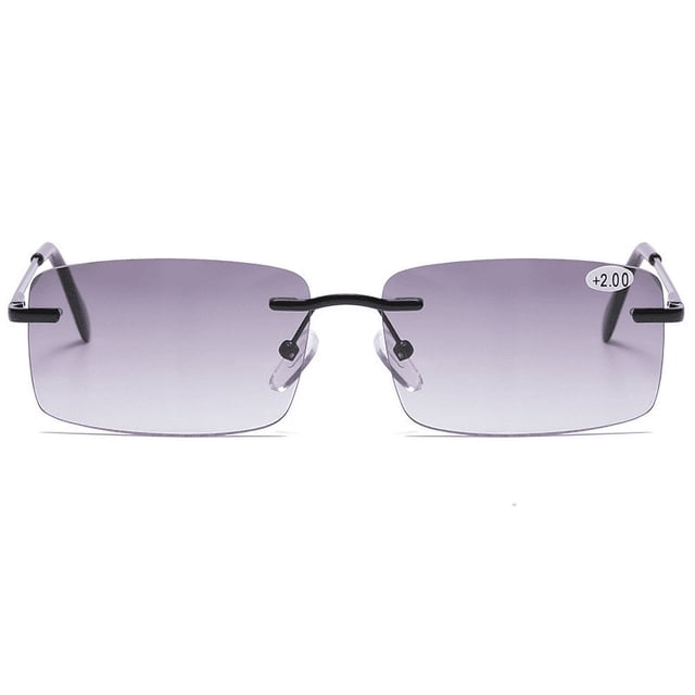 EIGTHTAIL Lunettes de Lecture Sans Monture avec protection UV400 et Charnières à Ressort, Dotées de Verres Anti-Lumière Bleue et d'Un Grossissement de +2,00. Ces Lunettes de Soleil Légères Sans Monture Combinent Lunettes de Lecture et Lunettes de Soleil, Offrant un Grossissement Complet sur l'Écran et des Verres Teintés pour la protection UV/UVB. Conçues avec des Branches Ajustables, des Coussinets de Nez et des Bras Flexibles pour un Ajustement Confortable, Adaptées à la Lecture en Plein Air Ou aux Activités sous le Soleil.