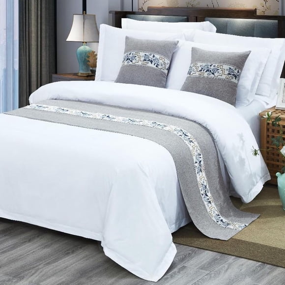 SXLXYOF Bed Runner Jacquard Microfiber Bed Scarves No Fading Soft Bedspread Pillowcase Matching Cushion Set Hotel Home Bed Tail Towel King Size Bedding Scarf,B-2*Pillowcase