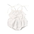 thumbnail image 1 of MesaSe Toddler Baby Girl Summer Fall Basic Plain Short Sleeve Cotton Linen Drawstring Romper Jumpsuit, 1 of 7