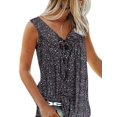 thumbnail image 1 of Innerwin Haut d'Été Col en V Débardeurs pour Femmes Imprimé Floral Boho T-Shirts Noir 5TG, 1 of 5
