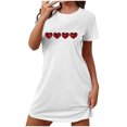 thumbnail image 1 of Chemise de Nuit pour Femme à Manches Courtes, Vêtement de Nuit Confortable, T-Shirts de Nuit Imprimés à Col Rond, Robe de Sommeil Tee, Robe de Pyjama Douce et Ample, Blanc G, 1 of 5
