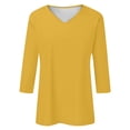 thumbnail image 4 of Womens Tops V Neck Solid Color Casual Summer Basic Top Long Sleeve Basic Oversized Tshirts for Women Yellow XL, 4 of 4