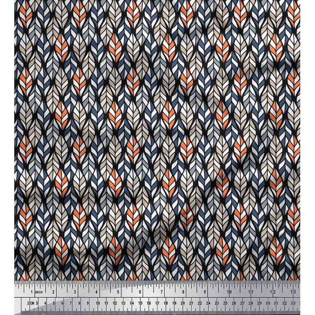 Soimoi Cotton Duck Fabric Leaves Small Decor Fabric Printed Yard 56 Inch Wide