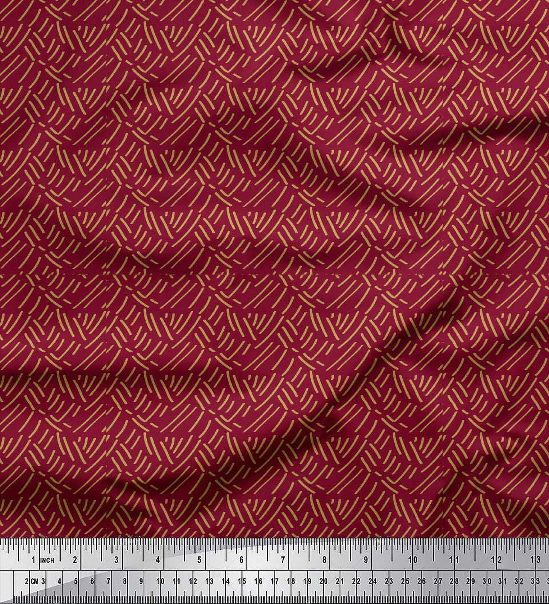 Soimoi Red Japan Crepe Satin Fabric Brush Stroke Abstract Decor Fabric Printed Yard 42 Inch Wide