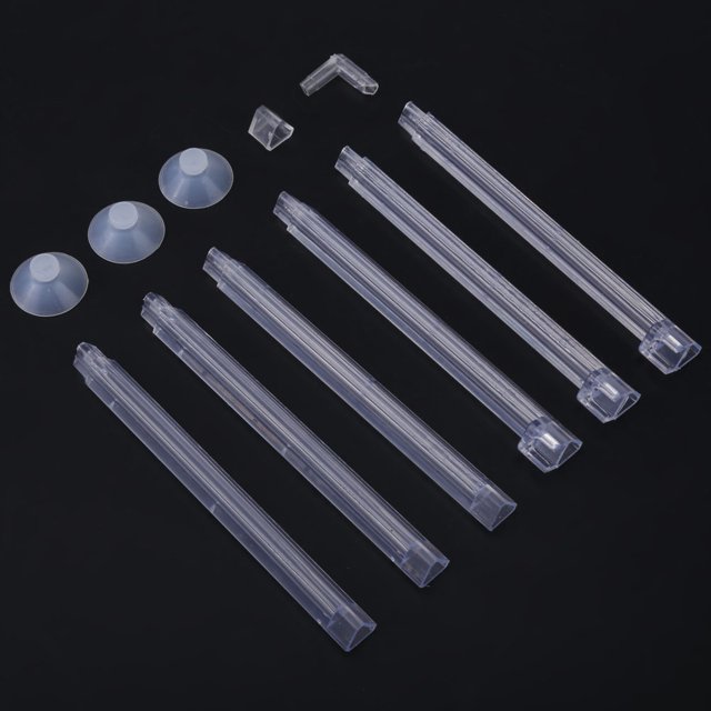 Aquarium FishBubble Release Bar Transparent Plastic, Creates Comfortable Surroundings 3 Strong Suction Cups 6 Assembleable Bars Premium Safe Material Accessories Included