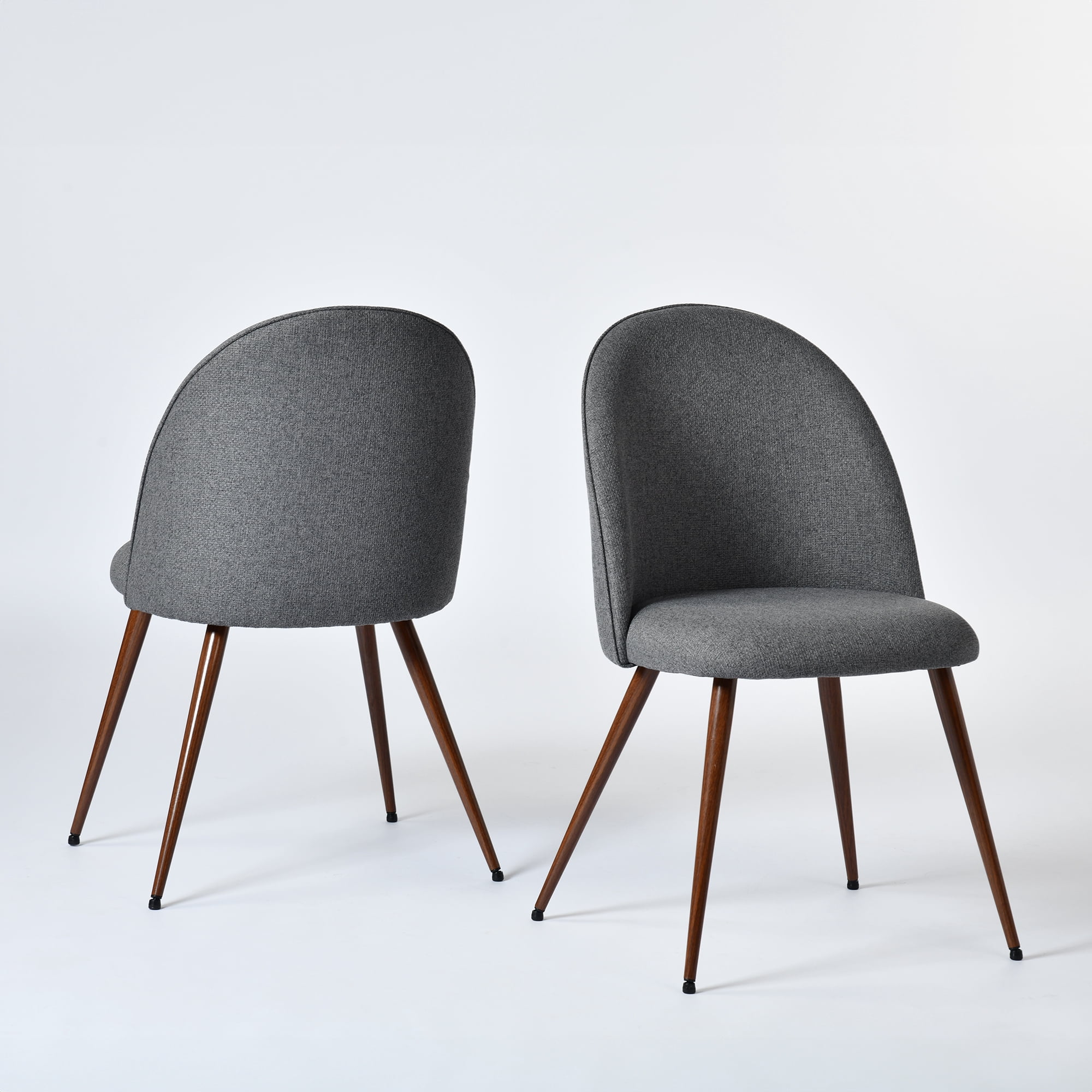 Lot de 2 chaises de salle à manger Homy Casa sans accoudoirs avec dossier incurvé et rembourré, tissu gris