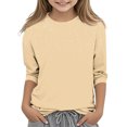 thumbnail image 1 of Posijego Garçons Filles T-Shirt à Manches 3/4 Imprimé Col Rond T-Shirts d'Été Hauts Décontractés pour Enfants, 1 of 4