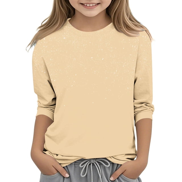 Posijego Garçons Filles T-Shirt à Manches 3/4 Imprimé Col Rond T-Shirts d'Été Hauts Décontractés pour Enfants