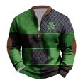 thumbnail image 1 of Penkiiy St Patricks Day Shamrock Patch Chest Print 1/4 Zip Sweatshirt S Green, 1 of 5