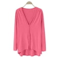 thumbnail image 1 of Breezora Ladies V Neck Modal Asymmetrical Long Sleeve Open Front Cardigan Sweater Watermelon Red, 1 of 8