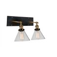thumbnail image 1 of CWI Lighting Eustis 2 Light Wall Sconce Black Gold Brass Finish, 1 of 6