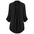 thumbnail image 2 of Heliisoer Women's Plus Size Contrast Lace V Neck Rolling Sleeve Shirts Blouse Tops, 2 of 3