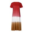 thumbnail image 3 of Fridja Womens Plus Size Daily Tie-dyed Color Block Loose V Neck Short Sleeve Dress, 3 of 7