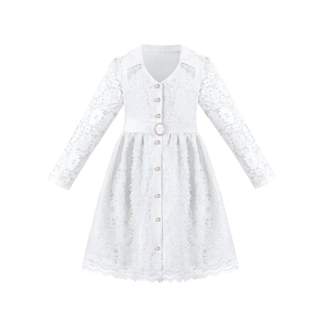 Robe Fille Dentelle Blanche Florale Perle Princesse Mariage Formelle Fête Soirée 7 Ans