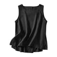 thumbnail image 1 of Meichang Débardeurs en Lin pour Femmes 2025 Été Sans Manches Courts Hauts Décontractés Col Rond Coupe Ample Débardeurs Chemises Basiques Unies Ourlet Fendu sur le Côté Hauts de Type Veste, 1 of 3