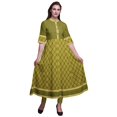 thumbnail image 1 of Bimba Kurtis Indiennes à Pois Verts et à Blocs Floraux pour Femmes, Kurti Anarkali Imprimée en Ligne A, Robe Ethnique Décontractée - Grand, 1 of 5