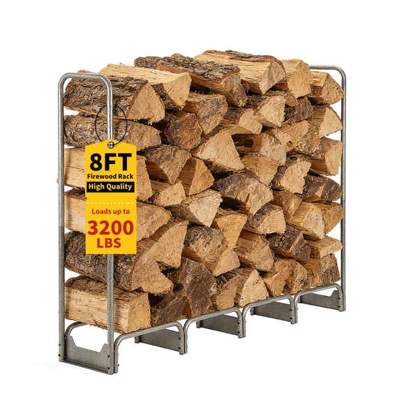 Heavy Duty Steel Outdoor Firewood Rack with 600D Waterproof Cover - Log Holder for Fireplace, Patio & Backyard - Weather Resistant - XL Capacity - 96x14.2x48 inch