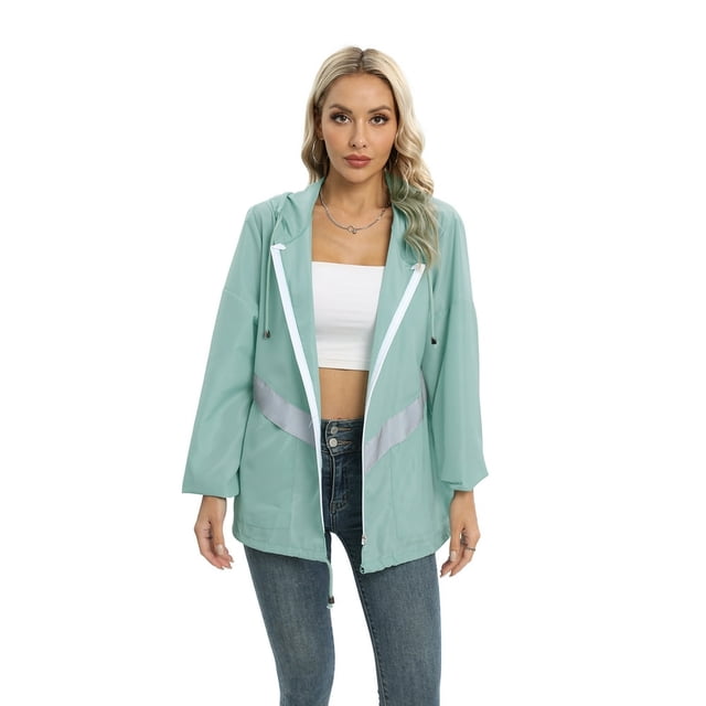 Liquidation! Veste Fine de Printemps pour Femmes Mode Veste Imperméable Manteau Isolé Coupe-Vent Extérieur Noir 2TG