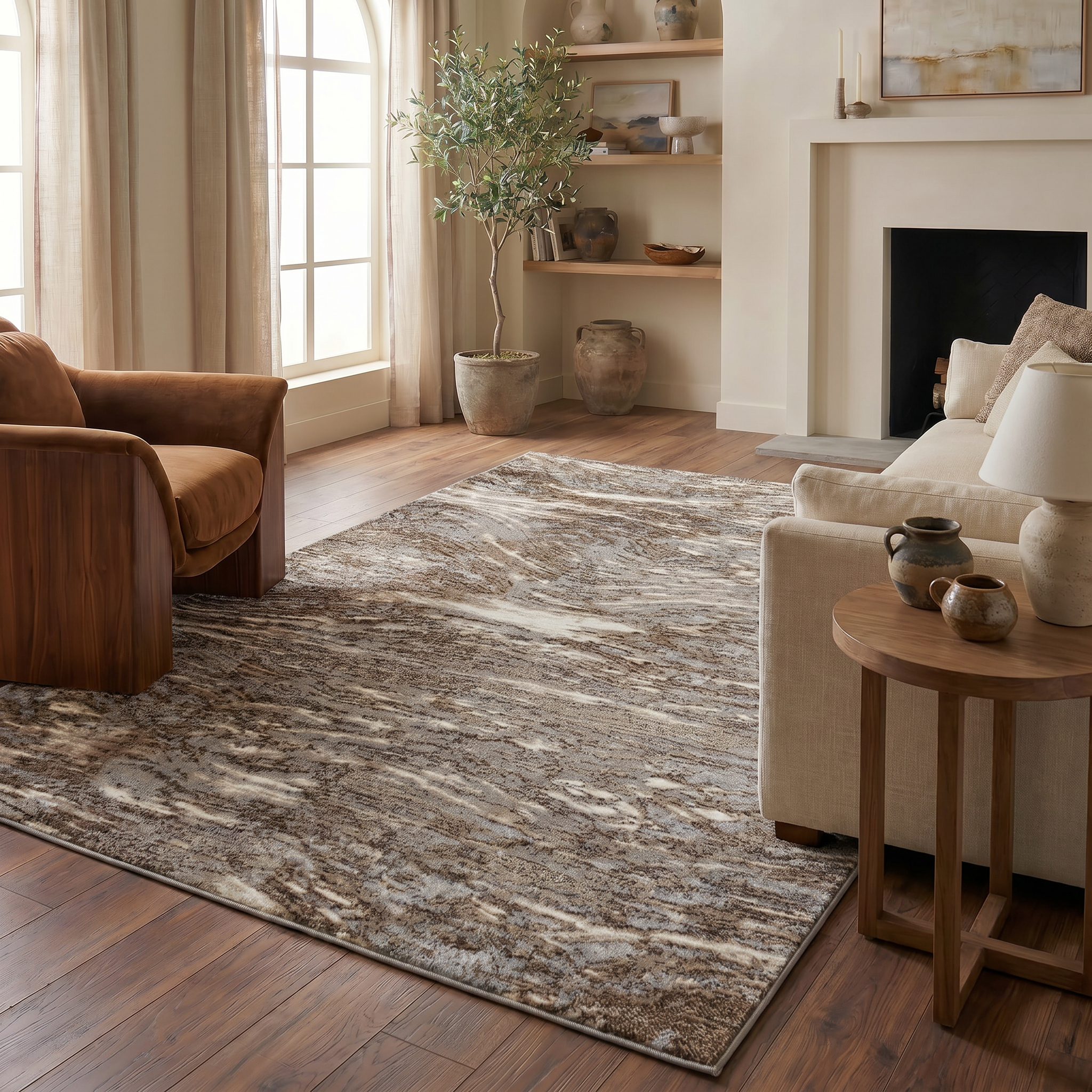 Rug Branch Collection Sakarya Tapis d'intérieur abstrait vague moderne