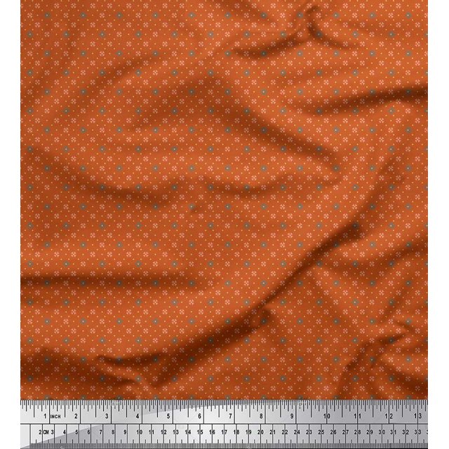 Soimoi Viscose Chiffon Fabric Dot & Heart Small Printed Fabric 1 Yard 42 Inch Wide