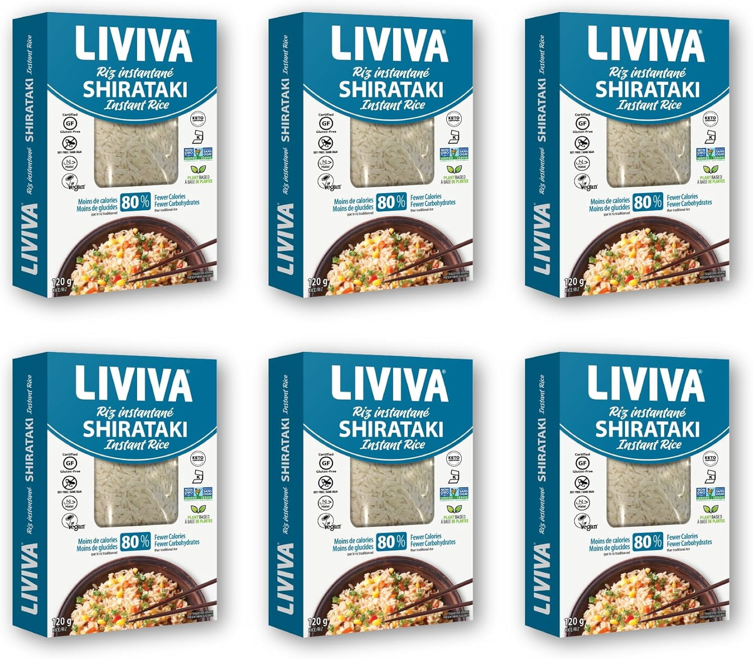 LIVIVA Dried Shirataki Instant Rice (Pack of 6) - Low Calories - 25 ...