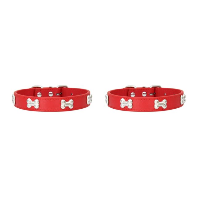 Maytalsory Comfortable Wear Cat Collar In Multiple Sizes With Stylish PU PU Cat Collar Dogs Collars red 2.0*40cm 2Set