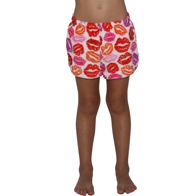 Up Past 8 Girl's Boxer Shorts Plush Pajama Bottoms Fun Shorts