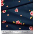thumbnail image 2 of Tissu Popeline de Coton Pomme Feuilles & Fleurs Roses Imprimés par Yard 42 Pouces de Large, 2 of 3
