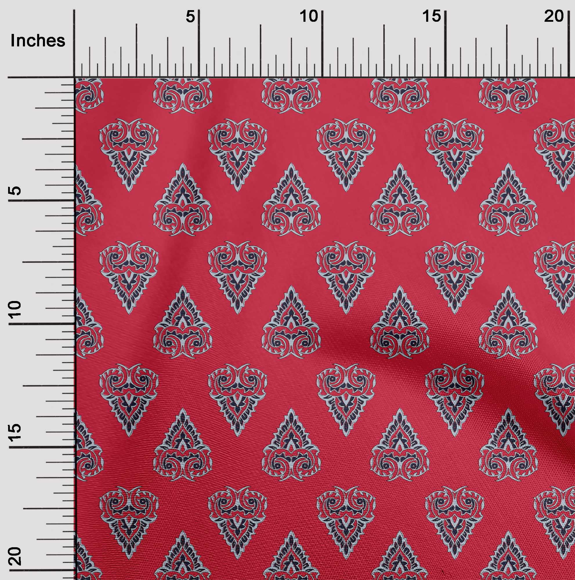 oneOone Georgette Viscose Fabric Leaves & Floral Block Print Fabric By The Yard 42 Inch Wide