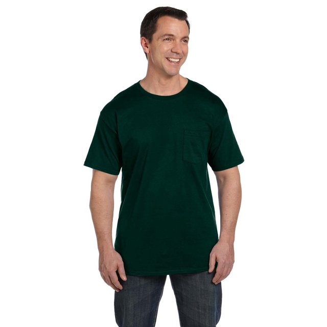 The Hanes 61 oz Beefy-T avec Poche Forêt Profonde S