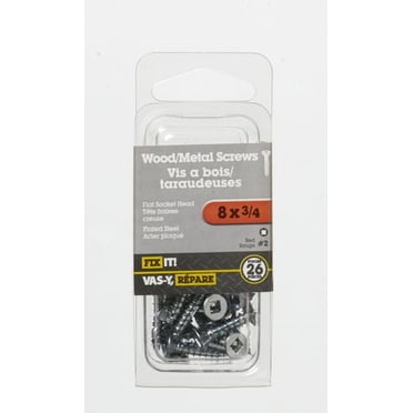 Vis bois tt plate 8 x 3/4 po plq 26 pièces