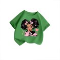 thumbnail image 3 of LUOGENLI T-Shirt pour Filles T-Shirt d'Été pour Filles à Col Rond, Imprimé de Dessin Animé, Décontracté, Ample, à Manches Courtes, T-Shirt Long pour Filles Vert 4-6 Ans, 3 of 5