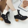 thumbnail image 2 of jsaierl Snow Booties Women's Solid Color Lace Up Ankle Boots Low Heel Comfy Fleece Suede Booties, 2 of 3