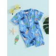 thumbnail image 3 of Wangsaura Toddler Baby Boy Rash Guard Swimsuit Cute Print Short Sleeve Zip Front Bathing Suit Swimwear, 3 of 9