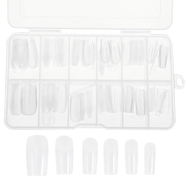 120 Pcs Clear Nail Tips Transparent Press On Nails Adhesive Fake Nail Decorations