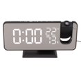 thumbnail image 2 of FM Radio LED Digital Smart Alarm Clock LED Digital Projection Alarm Clock for Bedroom Bedside Black Body White Character, 2 of 10