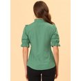 thumbnail image 4 of INSPIRE CHIC Women's Stand Collar Button Down Ruffle Neck Blouse Top, 4 of 5