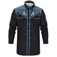 thumbnail image 1 of Chemise Décontractée pour Homme à Manches Longues, Coupe Ajustée, Style Western Cowboy, Brodée, Boutonnée, avec Poches avant, 1 of 7