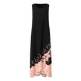 thumbnail image 3 of HKEJIAOI Liquidation des Ventes Robe Fleurie pour Femmes Robe d'Anniversaire Femmes Mode Sans Manches Imprimé Col Rond Longue Robe Maxi Robe Chemise de Plage Rose, 3 of 5